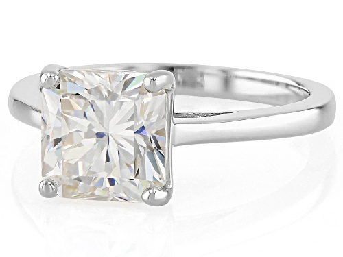 Pre-Owned 3.20CT SQUARE OCTAGONAL GLITTER CUT(TM) STRONTIUM TITANATE RHODIUM OVER SILVER RI - Size 7