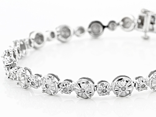 Pre-Owned 0.50ctw Round White Diamond Rhodium Over Sterling Silver Tennis Bracelet - Size 7.25