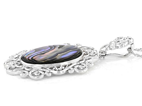 Pre-Owned Pacific Style™ 30x20mm Abalone Shell Rhodium Over Sterling Silver Enhancer With Chain