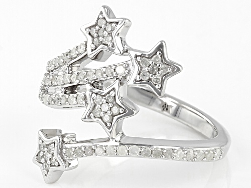 Pre-Owned 0.50ctw Round White Diamond Rhodium Over Sterling Silver Star Bypass Ring - Size 7