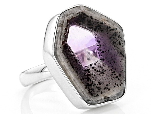 Pre-Owned Artisan Collection Of India™ Free Form Chevron Lace Amethyst Slice Sterling Silver Solitai - Size 7