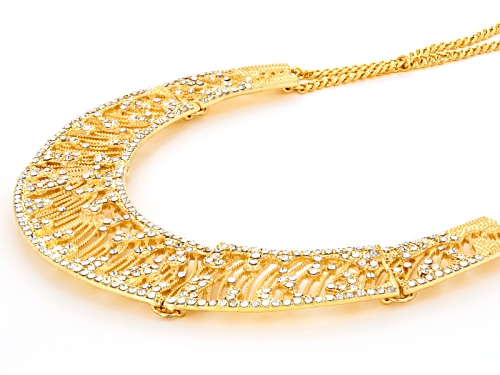Pre-Owned Off Park ® Collection White Crystal Gold Tone Collar Necklace