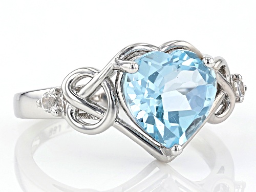 Pre-Owned 2.66ct Heart-Shaped Glacier Topaz With 0.06ctw Round White Topaz Rhodium Over Sterling Sil - Size 6