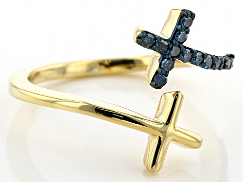 Pre-Owned Engild™ 0.20ctw Round Blue Velvet Diamonds™ 14k Yellow Gold Over Sterling Silver Ring - Size 6