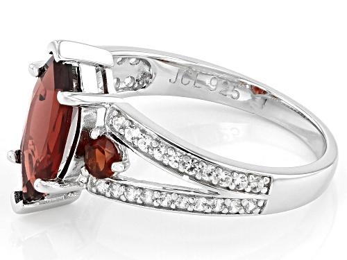Pre-Owned 1.81ctw Garnet with 0.34ctw White Zircon rhodium over sterling silver ring - Size 6