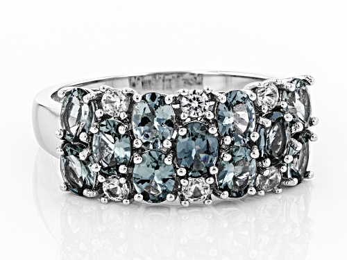 Pre-Owned 1.78ctw Oval Gray Spinel With .20ctw Round White Zircon Rhodium Over Sterling Silver Band - Size 6