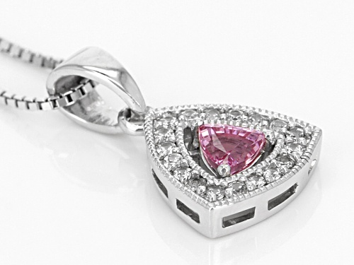 Pre-Owned .25ct Trillion Pink Sapphire With .13ctw Round White Zircon Sterling Silver Pendant With C