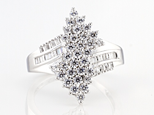 Pre-Owned Bella Luce ® 1.69ctw Platinum Over Sterling Silver Ring (1.07ctw DEW) - Size 5