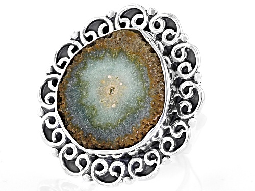 Pre-Owned Artisan Collection of India™ Free-Form Agate Stalactite Slice Sterling Silver Solitaire Ri - Size 9