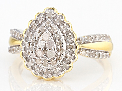 Pre-Owned 0.50ctw Round White Diamond 14K Yellow Gold Over Sterling Silver Cluster Ring - Size 7