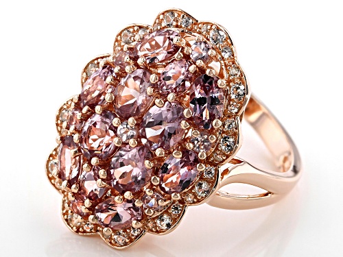 Pre-Owned 4.05ctw Color Shift Garnet with .30ctw White Zircon 18k Rose Gold Over Sterling Silver Clu - Size 6