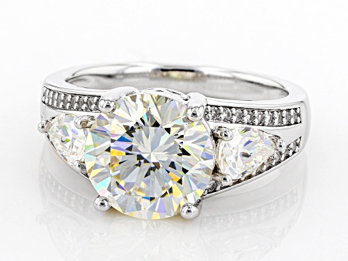 Pre-Owned 5.50CTW STRONTIUM TITANATE AND .21CTW WHITE ZIRCON RHODIUM OVER SILVER RING - Size 7