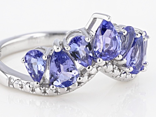 Pre-Owned 1.70ctw Pear Shape Tanzanite Rhodium Over Sterling Silver Ring - Size 10