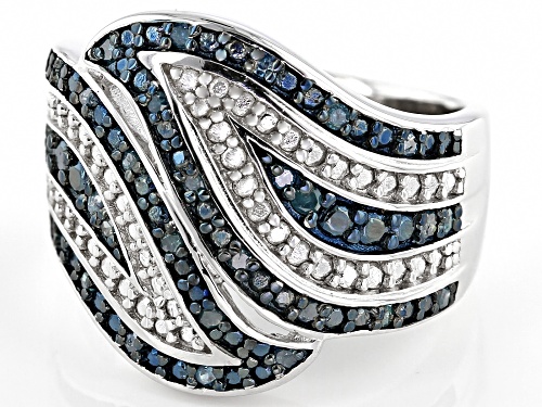 Pre-Owned 0.30ctw Round Blue Velvet Diamonds™ Rhodium Over Sterling Silver Ring - Size 9