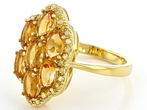 Pre-Owned 2.45ctw Oval Citrine With 0.25ctw Round Yellow Diamond 18k Yellow Gold Over Sterling Silve - Size 9