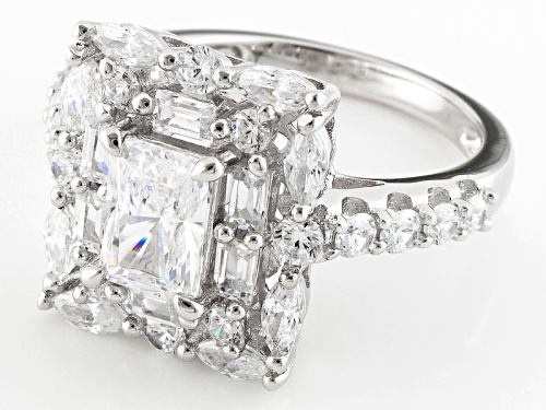 Pre-Owned Bella Luce ® 4.87ctw Rhodium Over Sterling Silver Ring (3.02ctw Dew) - Size 5