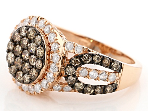 Pre-Owned 2.00ctw Round Champagne And White Diamond 10k Rose Gold Ring - Size 8