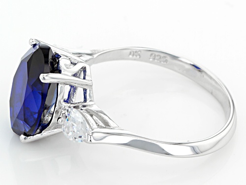 Pre-Owned Bella Luce ® 5.49ctw Lab Created Sapphire & White Diamond Simulant Rhodium Over Sterling H - Size 5