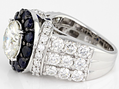 Pre-Owned MOISSANITE FIRE(R) 6.48CTW DEW AND 1.99CTW BLUE SAPPHIRE PLATINEVE(R) RING - Size 7