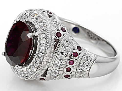Pre-Owned Vanna K™For Bella Luce ® 3.79ctw Lab Created Ruby And White Diamond Simulant Platineve®Rin - Size 7