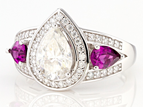 Pre-Owned MOISSANITE FIRE(R) 1.93CTW DEW AND GRAPE COLOR GARNET PLATINEVE(R) RING - Size 7