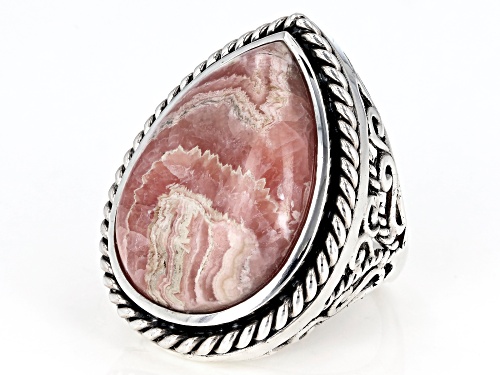 Pre-Owned Southwest Style by JTV™ 25x18mm Pear Shape Rhodochrosite Silver Solitaire Ring - Size 5