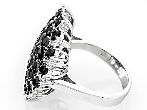 Pre-Owned 3.46ctw Round Black Spinel With .75ctw Round And Baguette White Zircon Sterling Silver Rin - Size 6