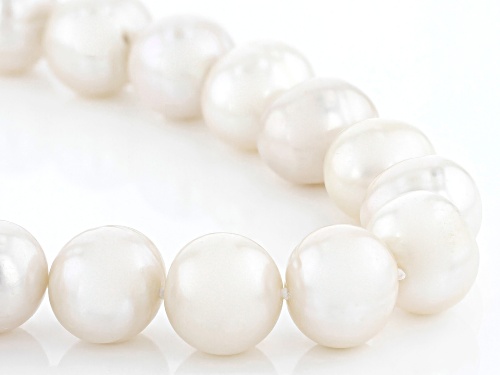 Pre-Owned 13-15mm White Cultured Freshwater Pearl Rhodium Over Sterling Silver 22 Inch Strand Neckla - Size 22