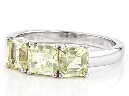 Pre-Owned 1.91ctw Asscher Cut Yellow Apatite Rhodium Over Sterling Silver 3-Stone Ring - Size 7