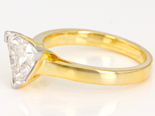 Pre-Owned MOISSANITE FIRE® 1.60CT DEW TRILLION CUT 14K YELLOW GOLD OVER SILVER RING - Size 7