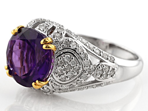 Pre-Owned Park Avenue Collection® 2.99ct Purple African Amethyst And .68ctw White Diamond 14k White - Size 7