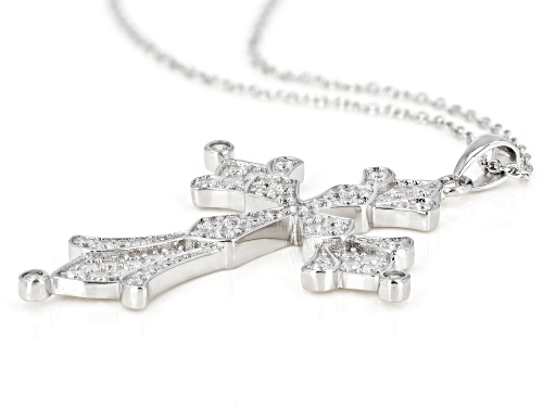 Pre-Owned Bella Luce ® 2.20CTW White Diamond Simulant Rhodium Over Silver Cross Pendant With Chain