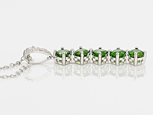 Pre-Owned 1.38ct Round Russian Chrome Diopside With .05ctw Round White Zircon Silver Pendant With Ch