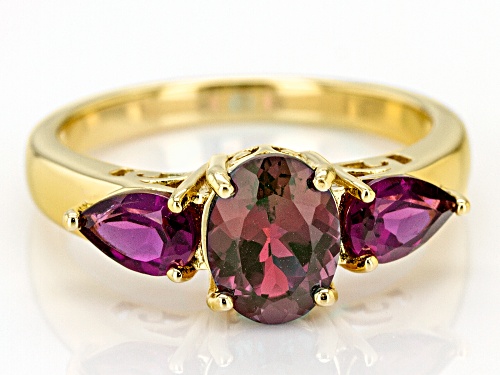 Pre-Owned 1.23ct Lab Created Alexandrite & .86ctw Raspberry Color Rhodolite 18k Gold Over Silver 3-S - Size 9