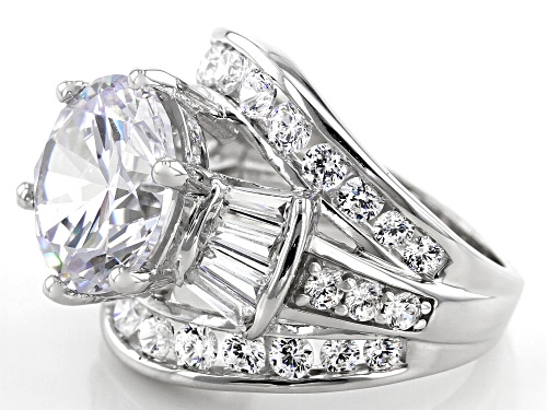Pre-Owned Bella Luce ® 16.44ctw White Diamond Simulant Rhodium Over Sterling Silver Ring (9.74ctw DE - Size 5