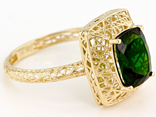 Pre-Owned 1.74ct rectangular cushion Russian chrome diopside solitaire 10K yellow gold filigree ring - Size 6