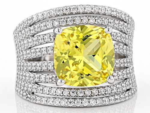 Pre-Owned Bella Luce ® 7.09ctw Lab Created Yellow Sapphire/White Diamond Simulants Rhodium Over Ster - Size 6