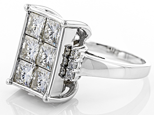 Pre-Owned Moissanite Fire® 3.78ctw Diamond Equivalent Weight Square Brilliant And Round Platineve™ R - Size 5