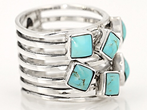 Pre-Owned Southwest Style By Jtv™ 5mm Square Cushion Kingman Turquoise Sterling Silver Ring - Size 5