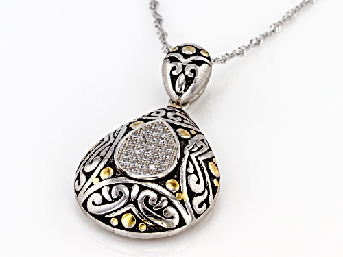 Pre-Owned Bella Luce Arte™ 0.32ctw White Diamond Simulant Rhodium Over Silver Pendant With Chain