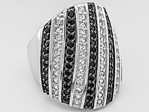 Pre-Owned 1.19ctw Round Black Spinel With .74ctw Round White Topaz Sterling Silver Ring - Size 6
