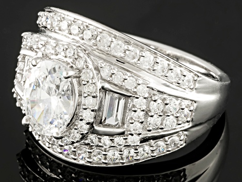 Pre-Owned Bella Luce ® 4.15ctw Oval, Baguette And Round Rhodium Over Sterling Silver Ring - Size 6