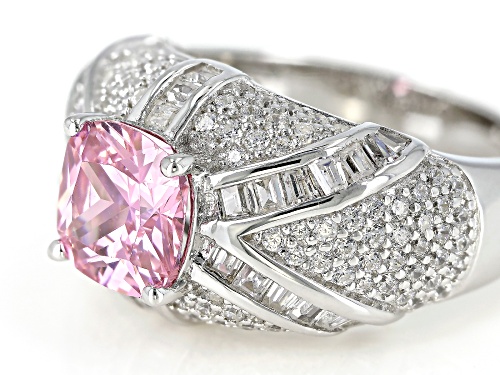 Pre-Owned Bella Luce ® 5.75CTW Pink & White Diamond Simulants Rhodium Over Silver Ring (3.74CTW DEW) - Size 9
