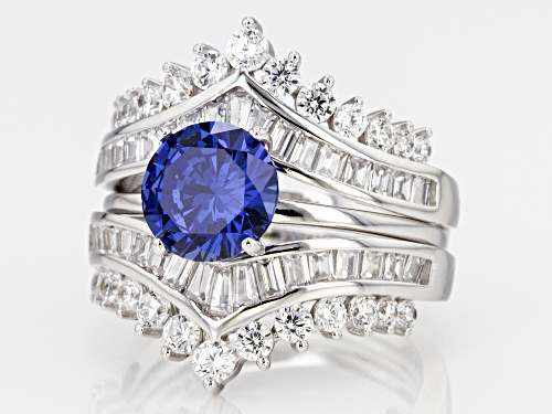 Pre-Owned Bella Luce ® 6.76CTW Esotica ™ Tanzanite & Diamond Simulants Rhodium Over Silver Ring With - Size 9