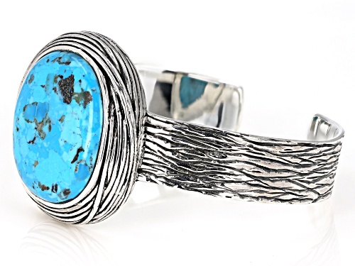 Pre-Owned Southwest Style by JTV™ Oval Turquoise Sterling Silver Cuff Bracelet