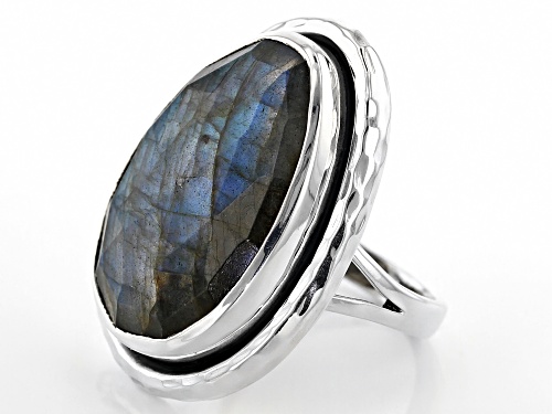 Pre-Owned 21.00ct Oval Gray Labradorite Sterling Silver Solitaire Ring - Size 5
