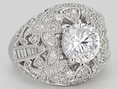 Pre-Owned Charles Winston For Bella Luce ® 8.38ctw Round And Baguette Rhodium Over Sterling Silver R - Size 6