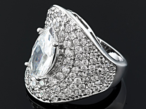 Pre-Owned Bella Luce ® 7.60ctw Marquise And Round Rhodium Over Sterling Silver Ring - Size 6