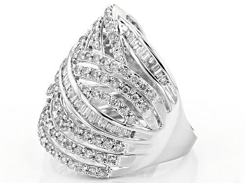 Pre-Owned 2.12ctw Round And Baguette Diamond 10k White Gold Ring - Size 7
