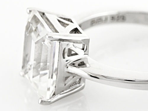 Pre-Owned 3.82ct Emerald Cut Lab Created White Yag Solitaire Sterling Silver Ring - Size 8
